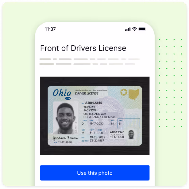screenshot of identity verification.